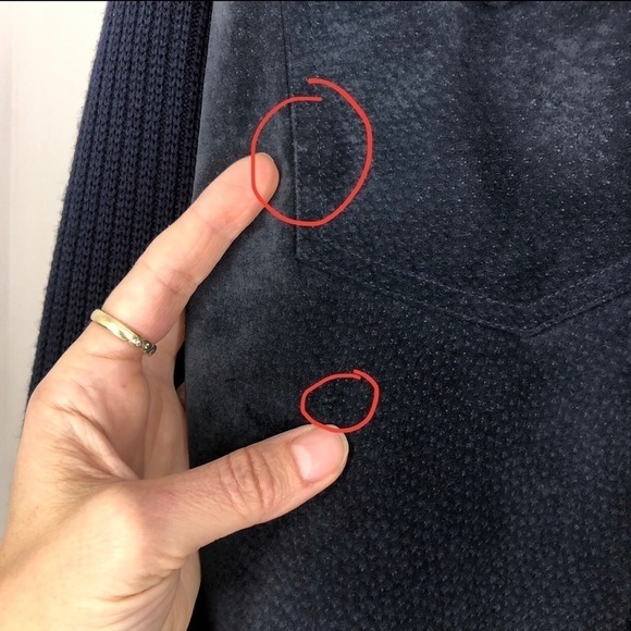 Versace JEANS‎ COUTURE VTG Wool Blend Knit Suede Leather Navy Jacket Sz S - Picture 16 of 16